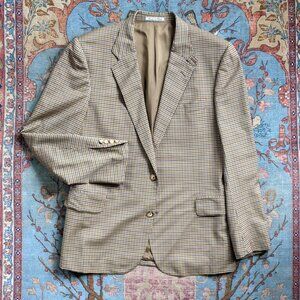Faconnable made in Italy brown blue green 3-roll-2 gun check club sport coat 42R